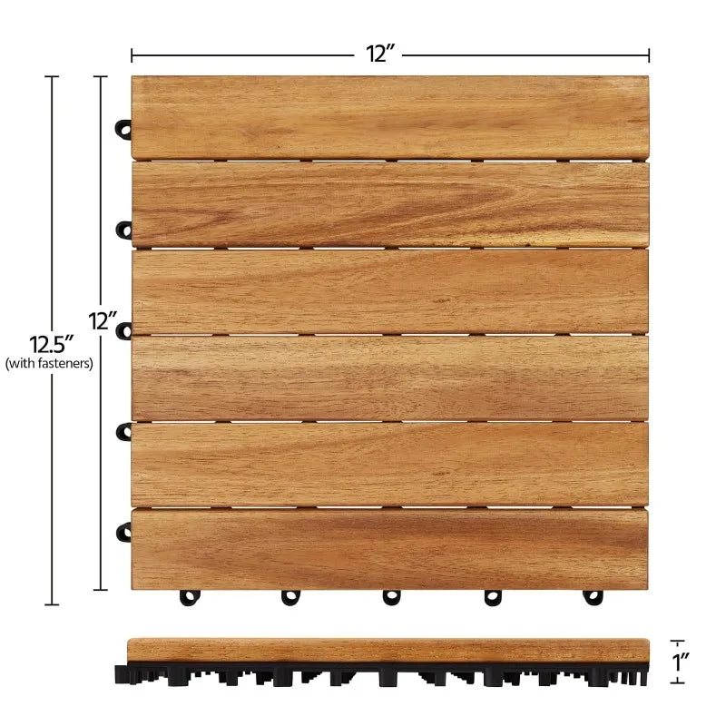 108PCS Acacia Wood Interlocking Flooring Tiles Waterproof Flooring f