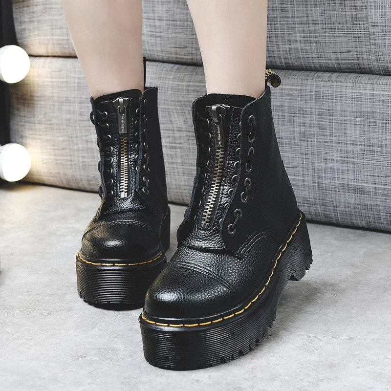 Women Boots Genuine Leather Platform Boots