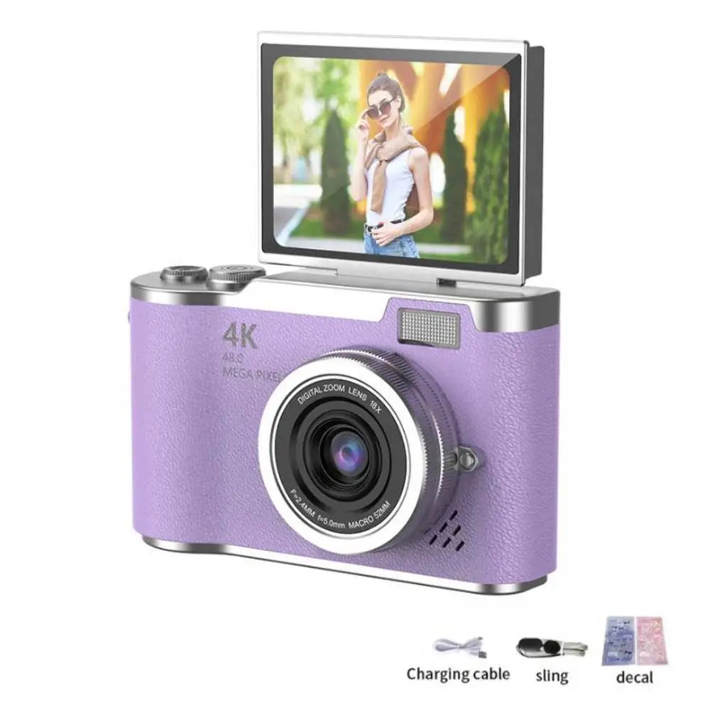 4K Digital Camera CCD 180° Flip Screen Selfie Camera