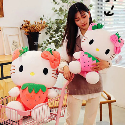 Kawaii Sanrio Hello Kitty Plush Stuffed Toy Strawberry KT Cat Pillow