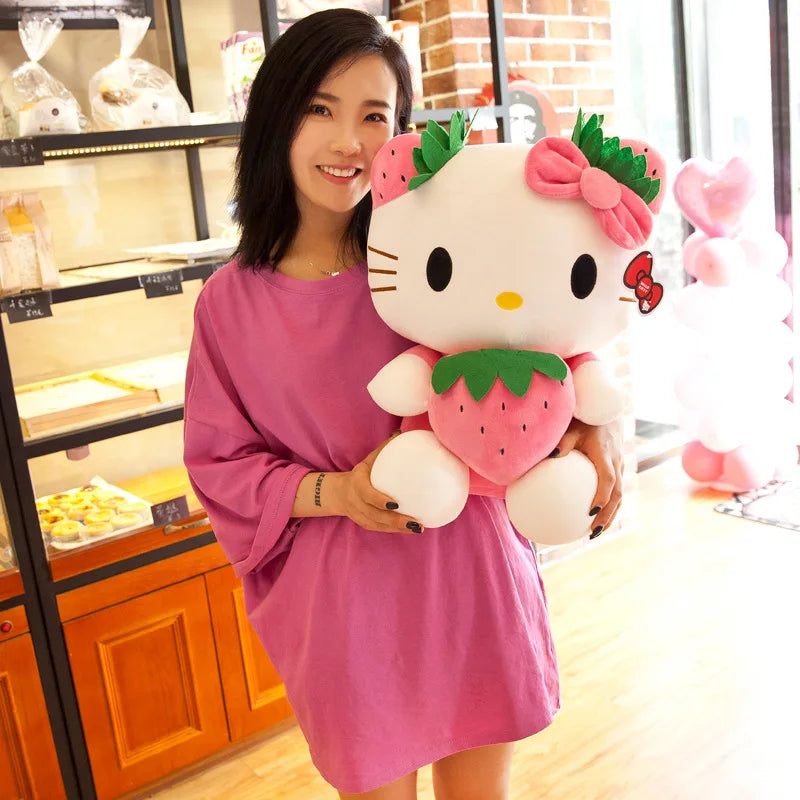 Kawaii Sanrio Hello Kitty Plush Stuffed Toy Strawberry KT Cat Pillow