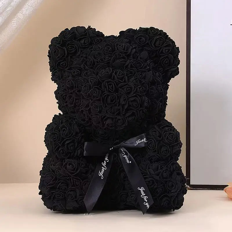 25cm Artificial Teddy Rose Flower Bear with Box Romantic
