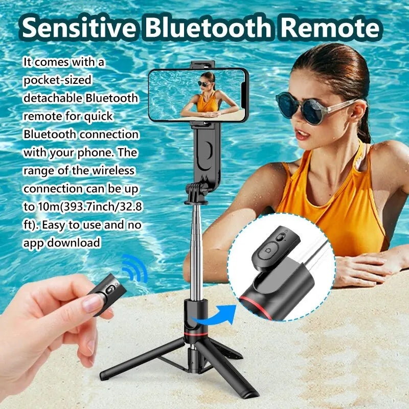 Wireless Selfie Stick Tripods Stand Foldable Monopod