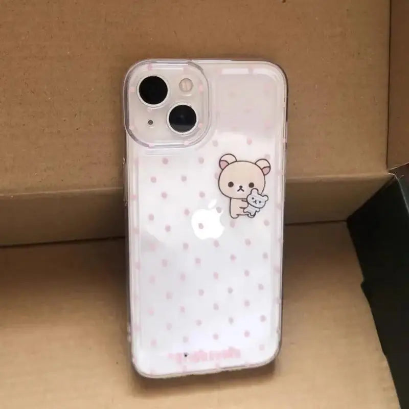 Cartoon Cute Easy Bear Pink Polka Dots Phone Case