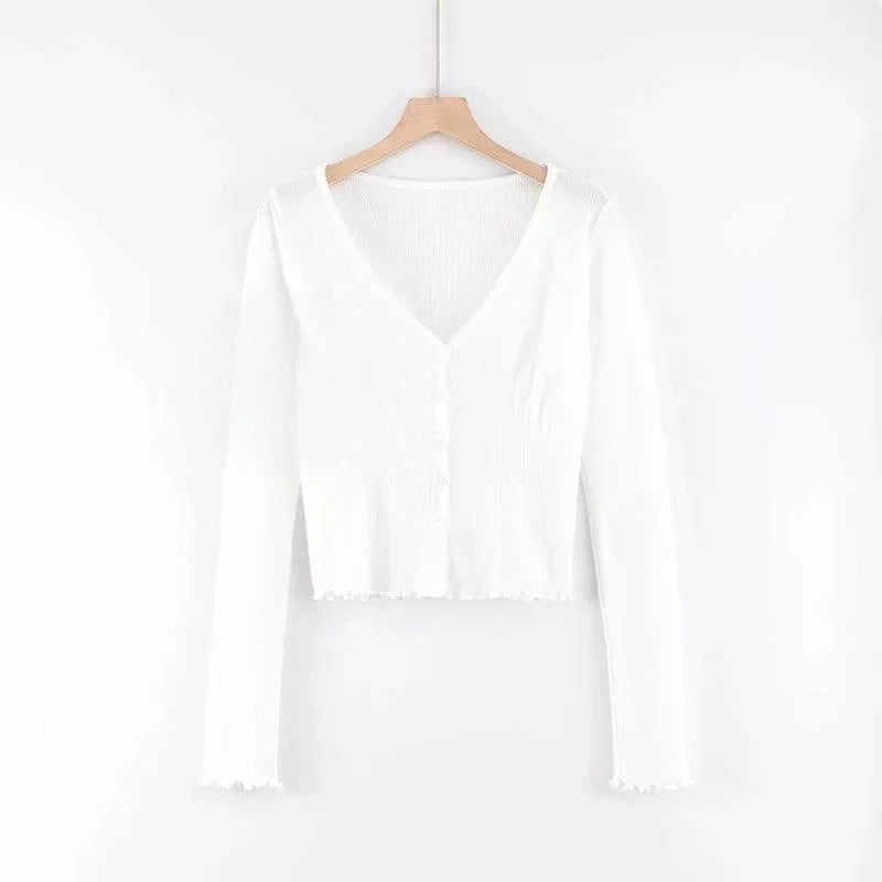 Slim Fit Women's Long Cardigan V-Ne Sweater Sexy T-irt