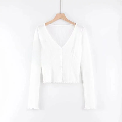 Slim Fit Women's Long Cardigan V-Ne Sweater Sexy T-irt