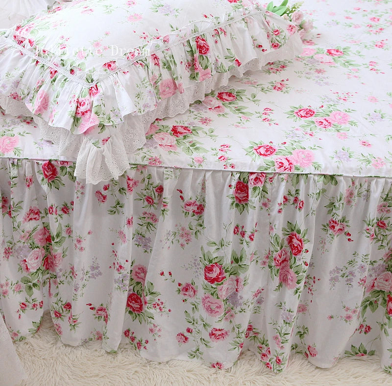 European Pastoral Style Rose Printed Bed Spread Garden