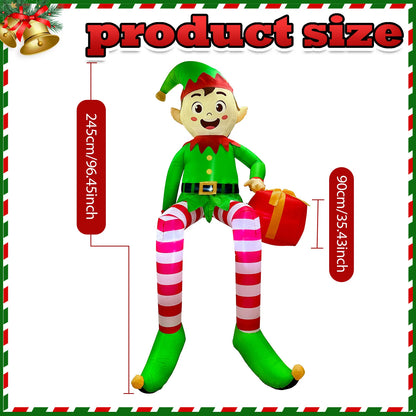 8FT Christmas Inflatables Outdoor Decorations, Christmas Inflatable Sitting Elf