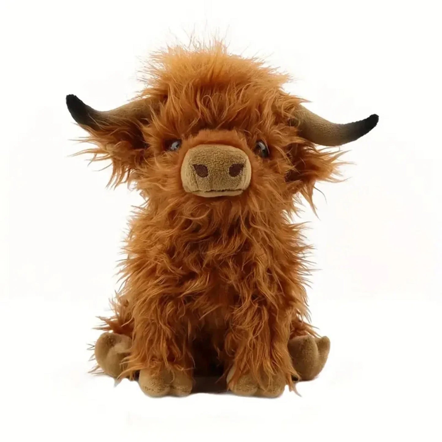 30cm Simulation Kyloe Cream Highland Cow Animal Plush Doll
