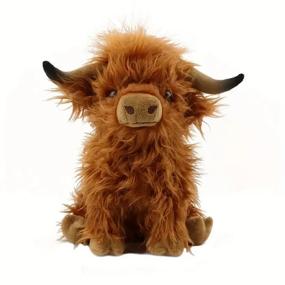 30cm Simulation Kyloe Cream Highland Cow Animal Plush Doll