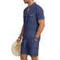 American summer men's casual linen suit, outdoor loose