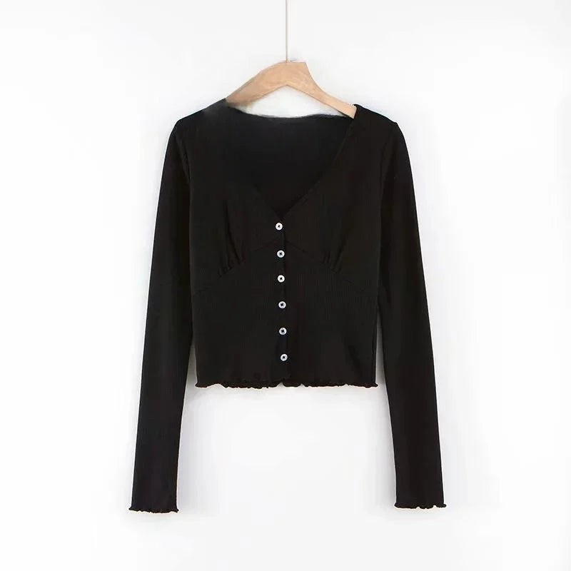 Slim Fit Women's Long Cardigan V-Ne Sweater Sexy T-irt
