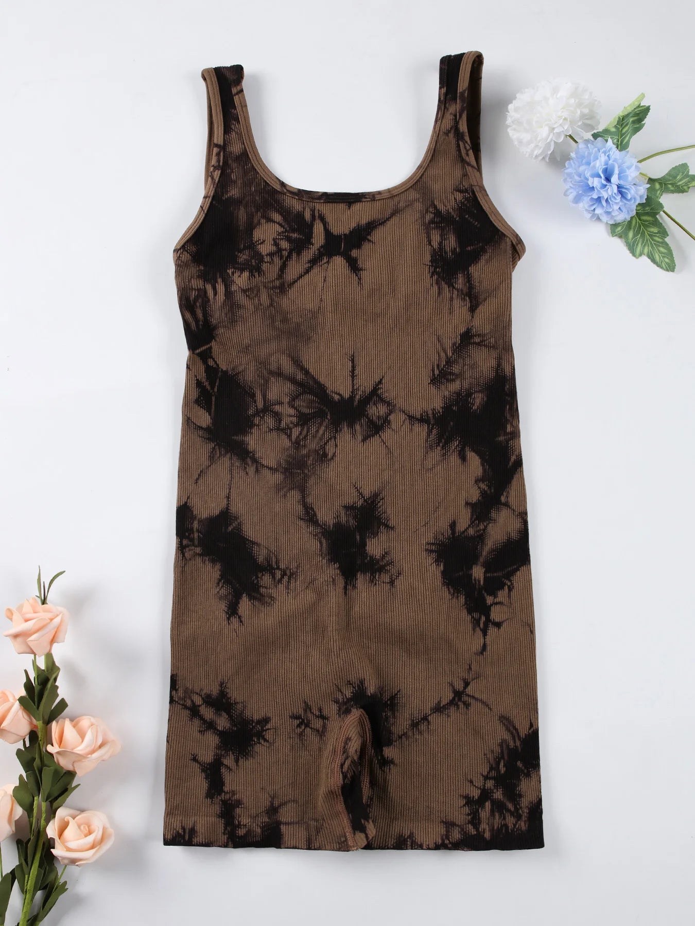 1PCS Backless Yoga Suit U Neck Sleeveless Sports Jumpsuit Solid Colour