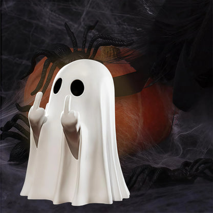 Cute Middle Finger Ghost Statue, Small Halloween