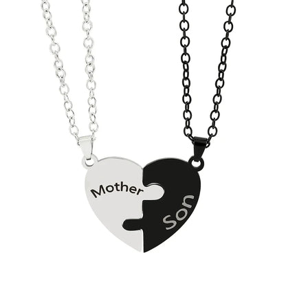Family Heart Puzzle Necklace for Mom - Stainless Steel