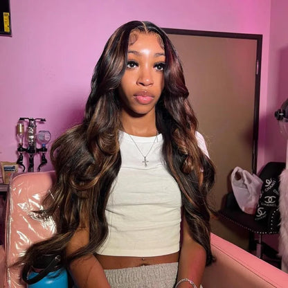 P1B30 Highlight Body Wave Human Hair Wigs 100%Human Hair Quality