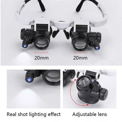 2XLED Watch Jeweler Repair Magnifier Head-Mounted Headband