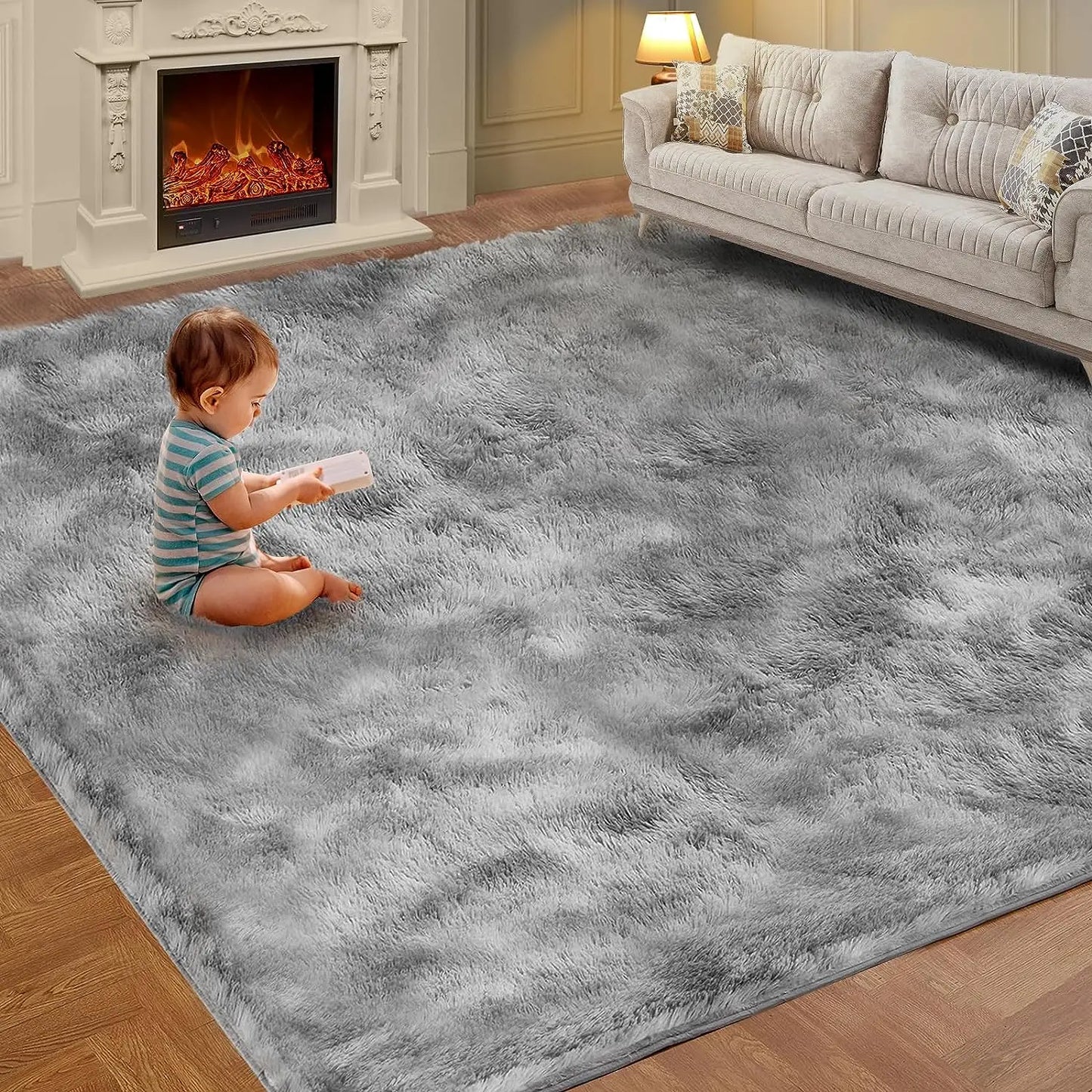 VIKAMA Tie-Dye Plush Carpet Living Room Decoration Soft Fluffy