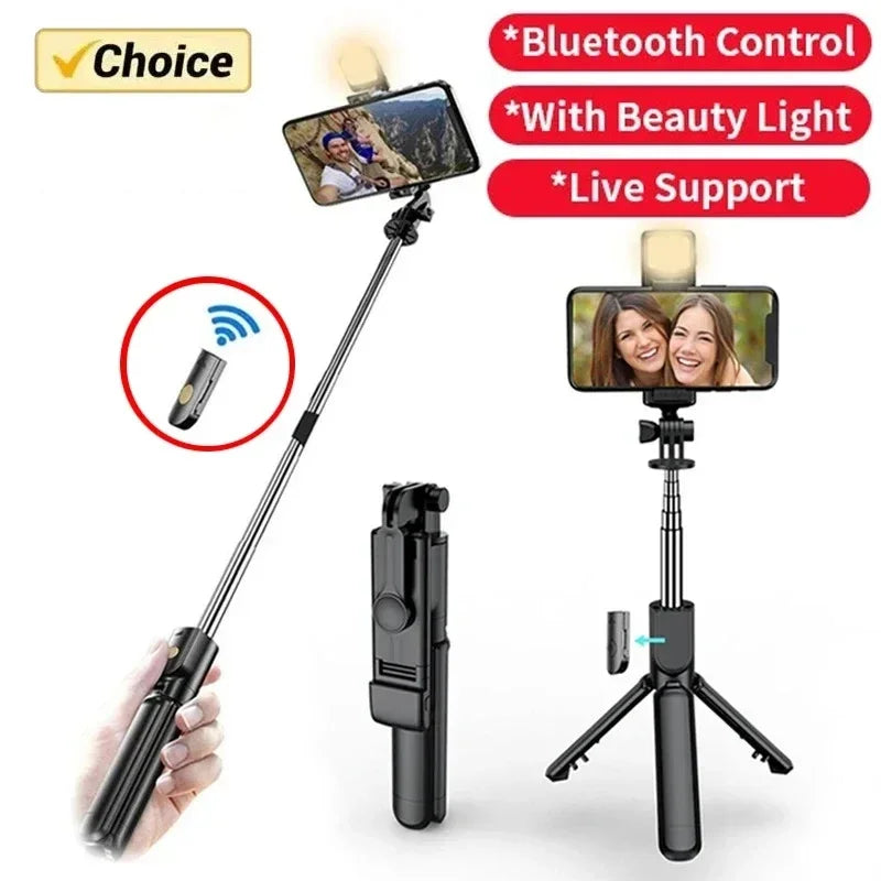 360 Rotation Selfie Stick Phone Holder Tripod Photo Pole
