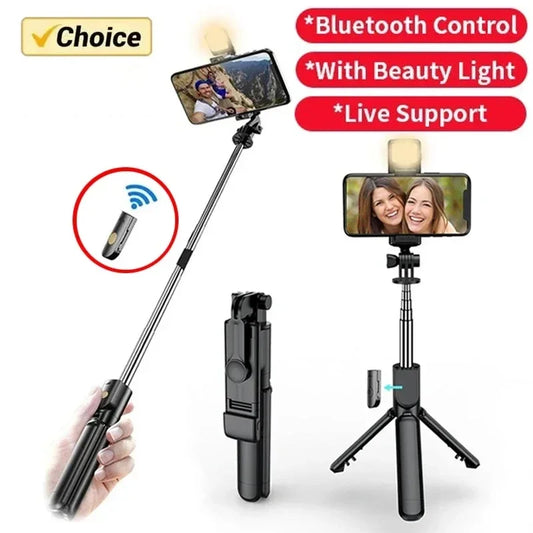 360 Rotation Selfie Stick Phone Holder Tripod Photo Pole