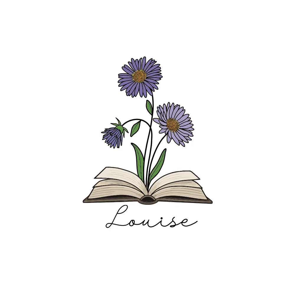 1pc Name Bookmark with Birth Flower,Custom Leather Birth Flower