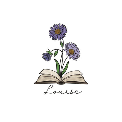 1pc Name Bookmark with Birth Flower,Custom Leather Birth Flower