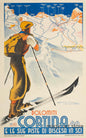 Retro Zermatt Chamonix Skiing Art Poster Vintage Australia