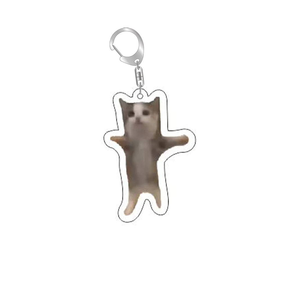 Funny Cat Memes Series Keychain Student Gift Bag Lanyard