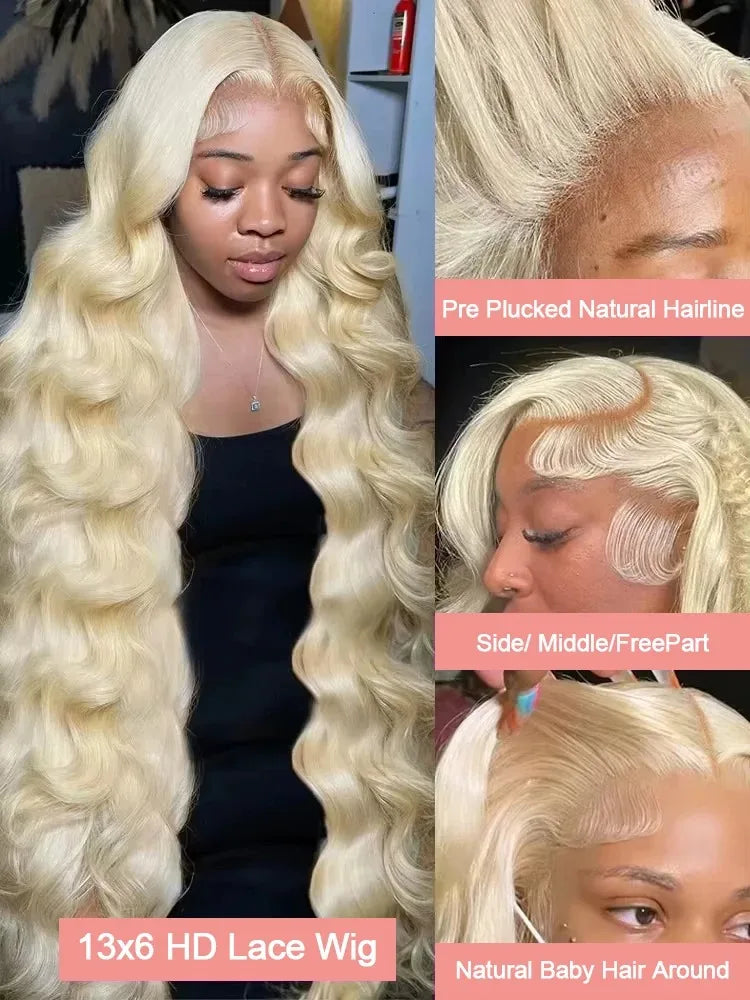 30 40 Inch 613 Honey Blonde 13x6 HD Body Wave