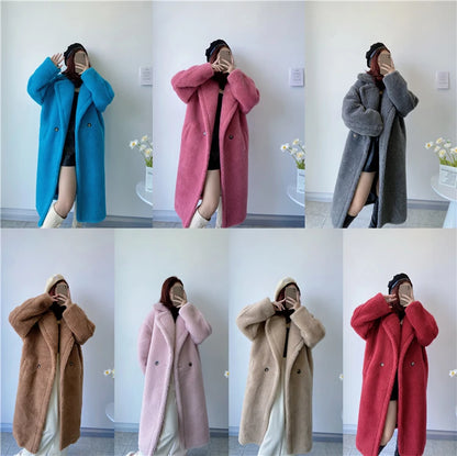 Winter Jacket Women Long Coat  Wool Woven