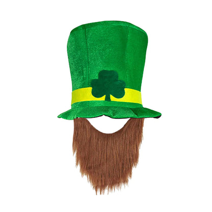 Saint Patricks Day Top Hat Holiday Fake Beard Green