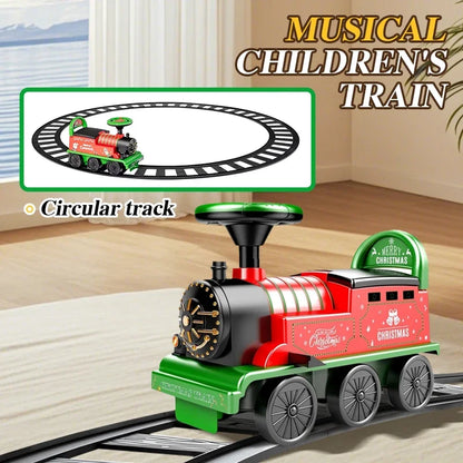 Ride-On Train with Tracks Children Toy Train with Lights Sounds