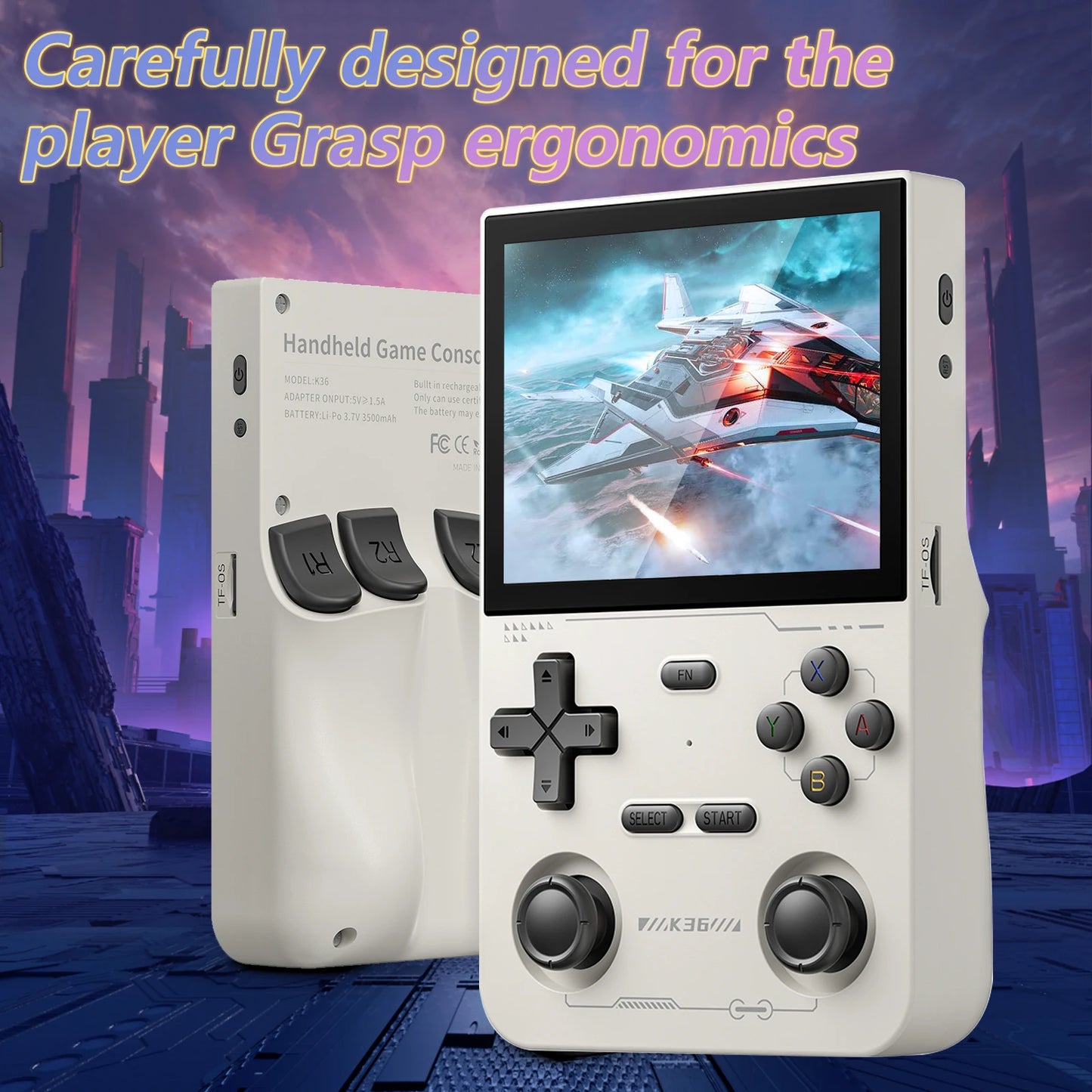 GAMINJA K36 Handheld Game Console 3.5Inch IPS 640x480 Screen Built