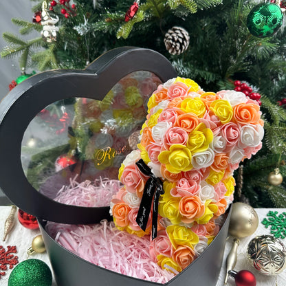25cm Artificial Teddy Rose Flower Bear with Box Romantic