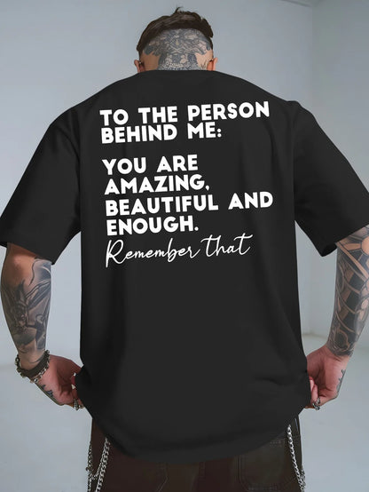 Summer Men's Back Print T-Shirt "The Person Behind Me..."