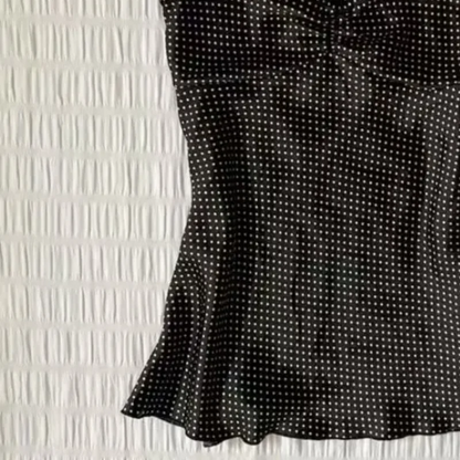 French Vintage Polka Dot Camisole Vest Women Summer