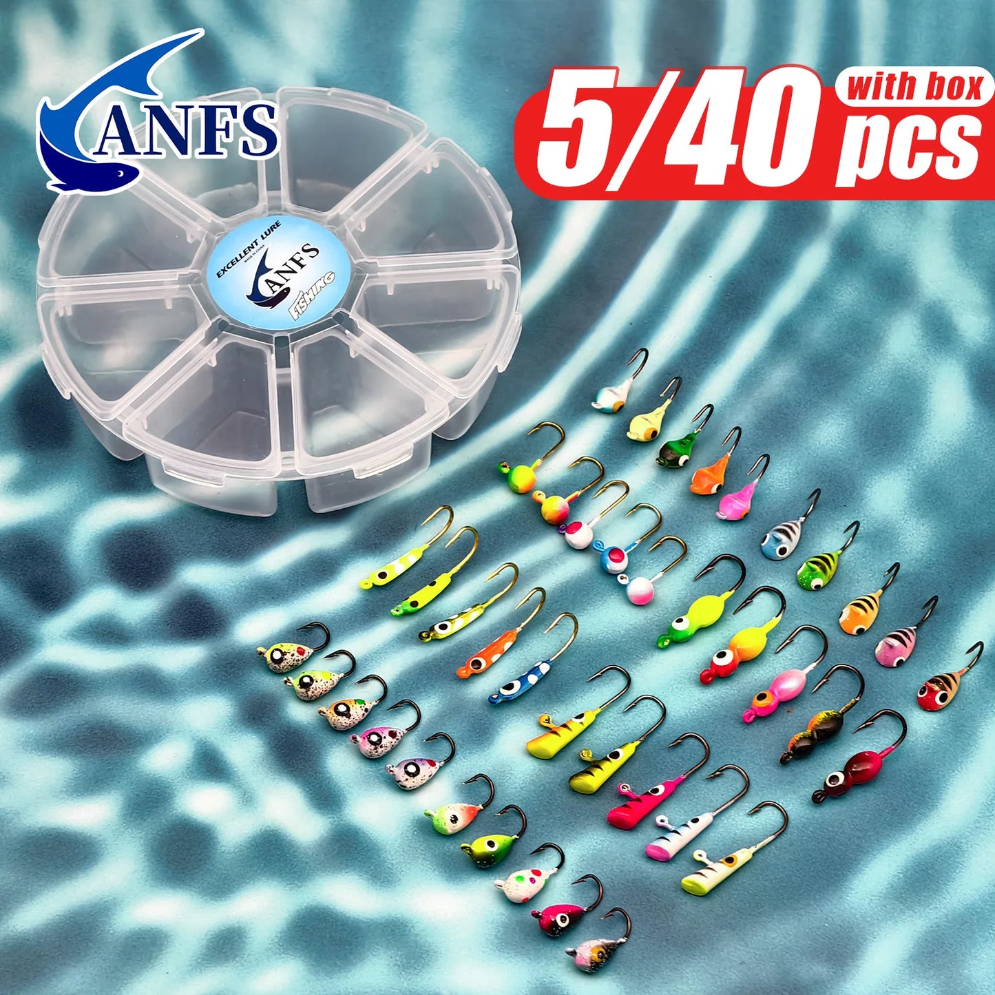 ANFS Ice Fishing Jigs 5pcs/40pcs Ice Fishing Lures, Walleye Jig