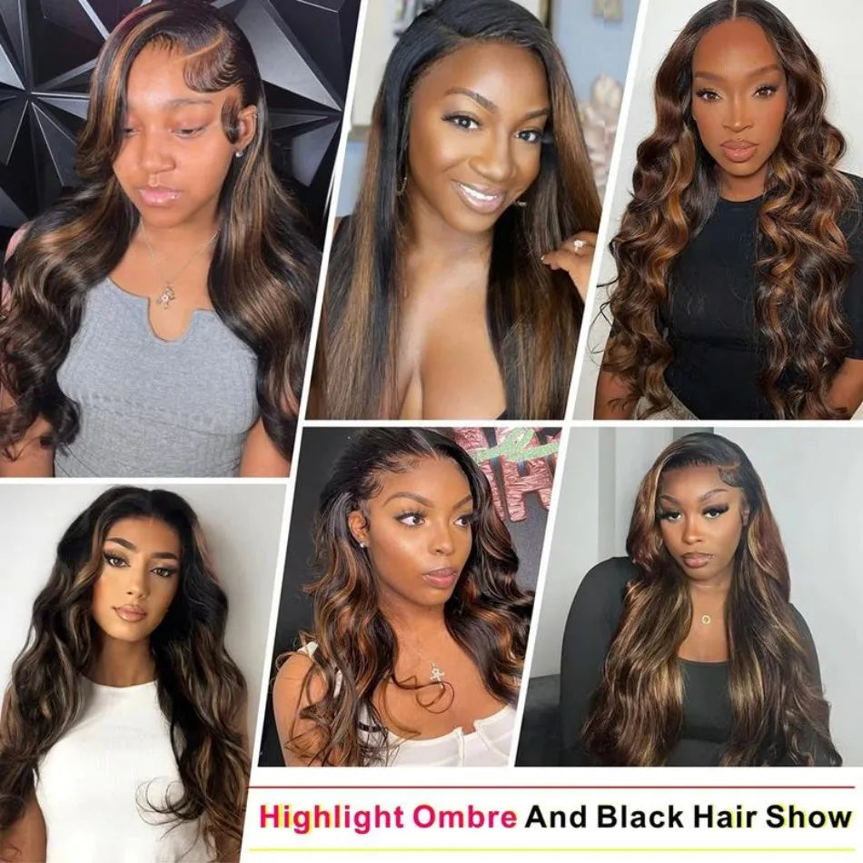 P1B30 Highlight Body Wave Human Hair Wigs 100%Human Hair Quality