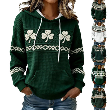 st patricks day women hoodie green clover