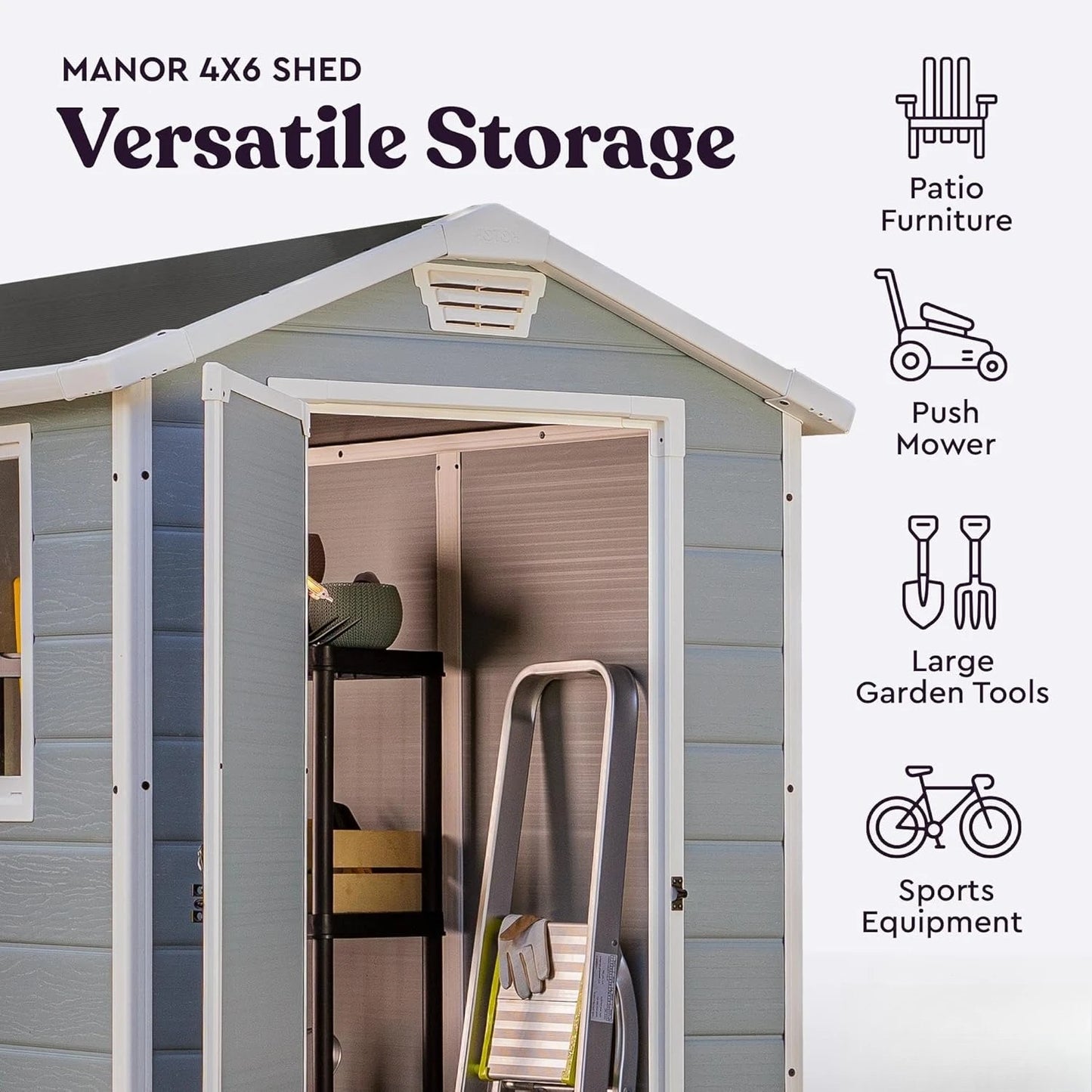 Manor 4x6 Resin Outdoor Storage Shed Kit-Perfect