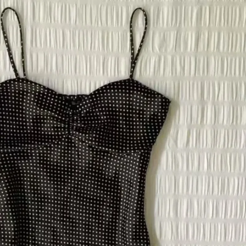 French Vintage Polka Dot Camisole Vest Women Summer