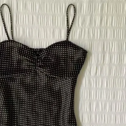 French Vintage Polka Dot Camisole Vest Women Summer