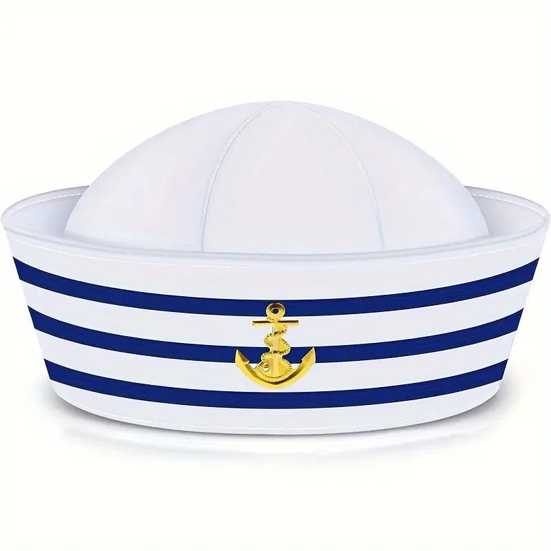 1/3/6 pieces of blue striped sailor hats, white striped sailor