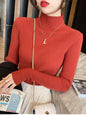 Elegant Solid Basic Knitted Tops Women Turtlneck