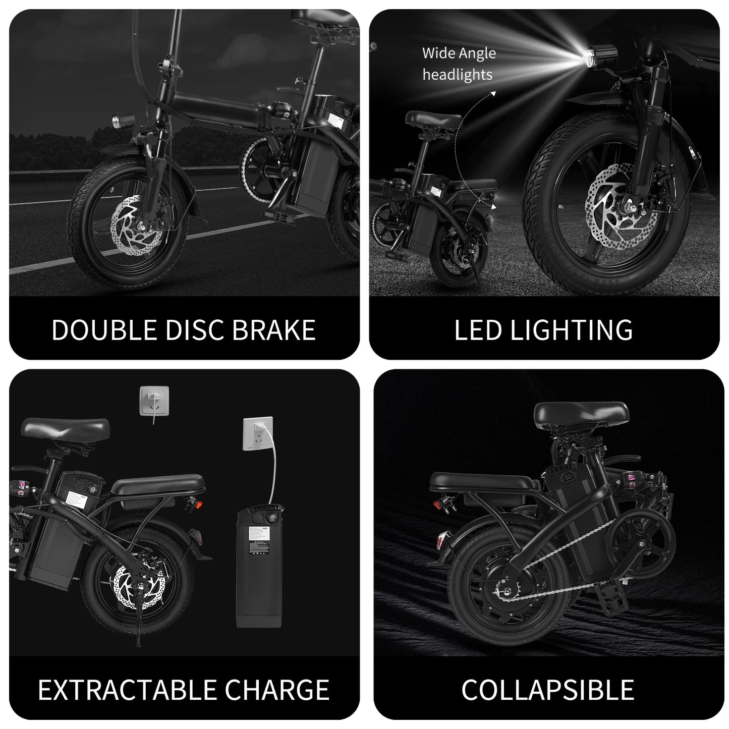 1Year Warranty 500W Dual Disc Brake Adult Foldable Electric Bicycle