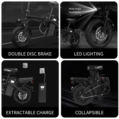 1Year Warranty 500W Dual Disc Brake Adult Foldable Electric Bicycle