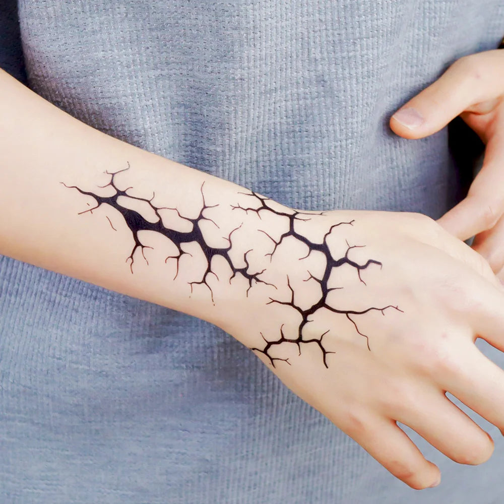 2Sheets Large Halloween Black Lightning Temporary Tattoo