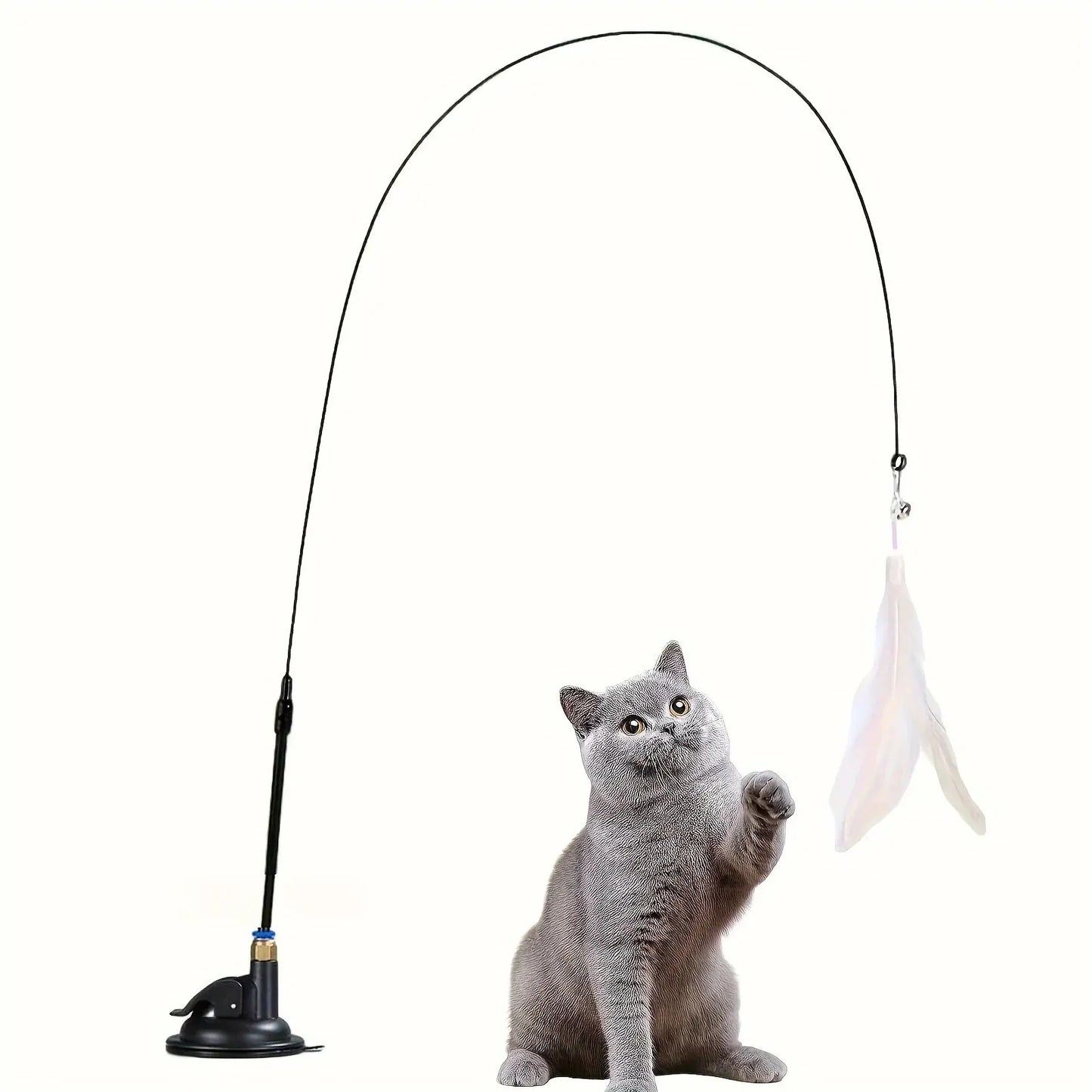 Cat Teaser Toy - Interactive Bell & Feather Wand -