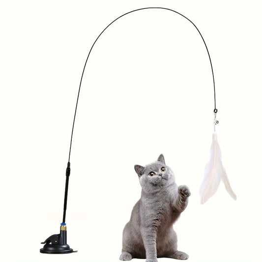 Cat Teaser Toy - Interactive Bell & Feather Wand -