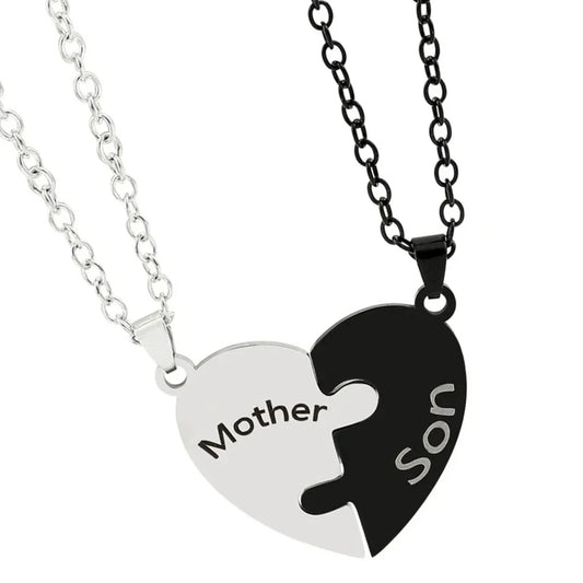 Family Heart Puzzle Necklace for Mom - Stainless Steel